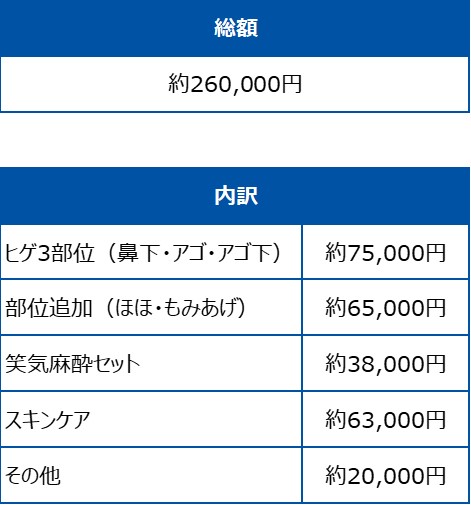 ゴリラクリニックヒゲ脱毛費用明細